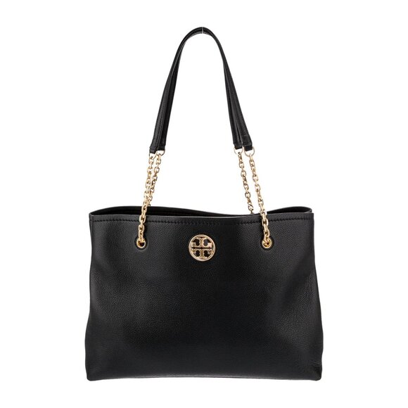 TORY BURCH Carson Large Black tote‎ NWT $528 Pebbled leather - Picture 1 of 12